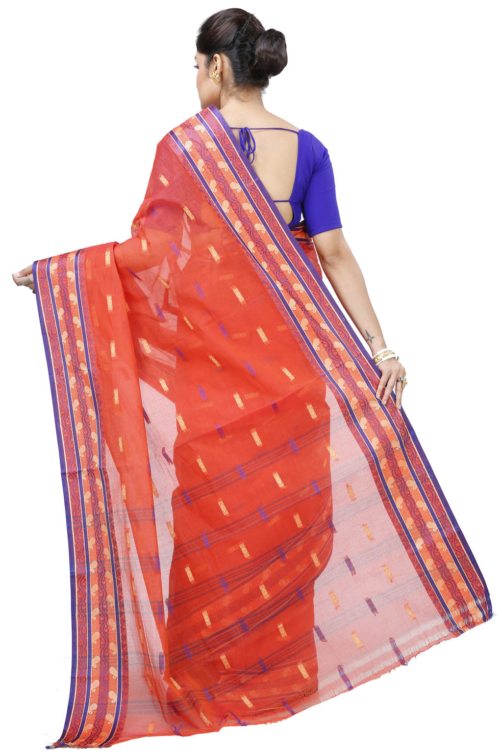 Orange Pure Cotton Gayatri Tant Saree (941)